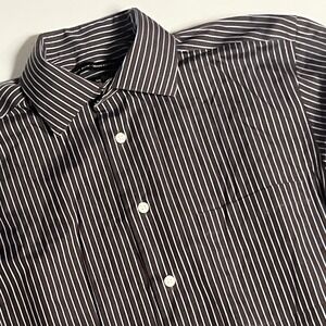 Pronto Uomo Non Iron Modern Fit Shirt Mens M Brown Blue Pinstripe Button Up Top